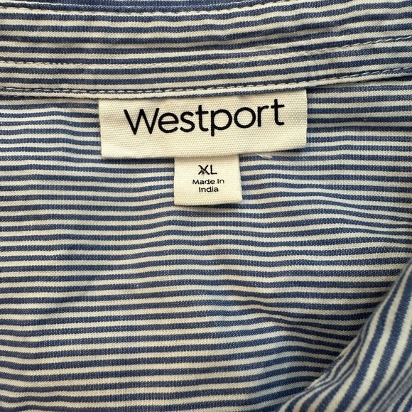 Westport Blue and White Striped Button-Up Shirt. XL - Picture 4 of 5